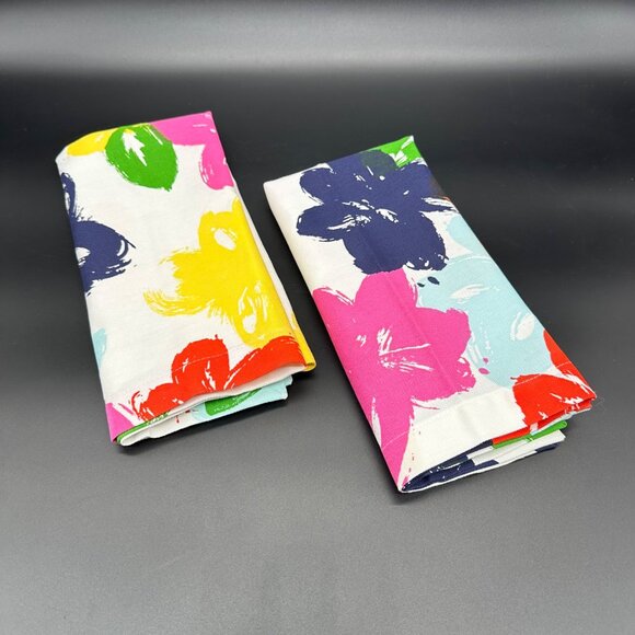 Kate Spade New York Flowerbox Napkins Set Of 2 Flower Power Rainbow Retro - Picture 2 of 8